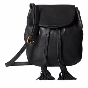 Lucky Brand Black Leather Jordan Mini Crossbody Purse Bag Saddle Bag